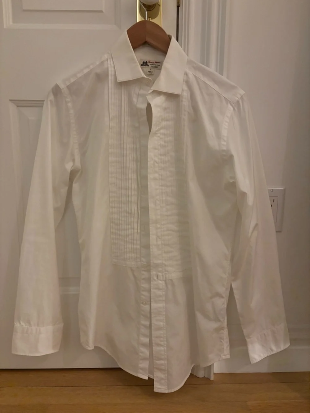 J. Crew Thomas Mason White Tuxedo Dress Shirt - Picture 2 of 4